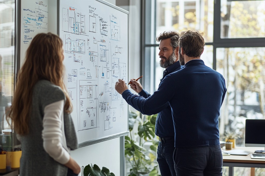 Twee professionals overleggen over een digitale oplossing